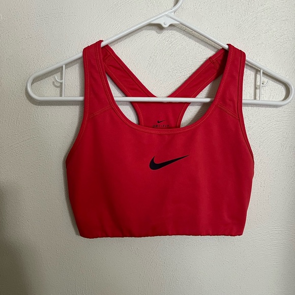 NIKE Classic Dri-Fit Athletic Activewear Racerback Sports Bra Coral Pink Wms S - Picture 1 of 4